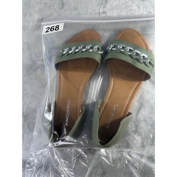 Andiamo womens sandels 8 green flat slip on - Picture 14 of 16